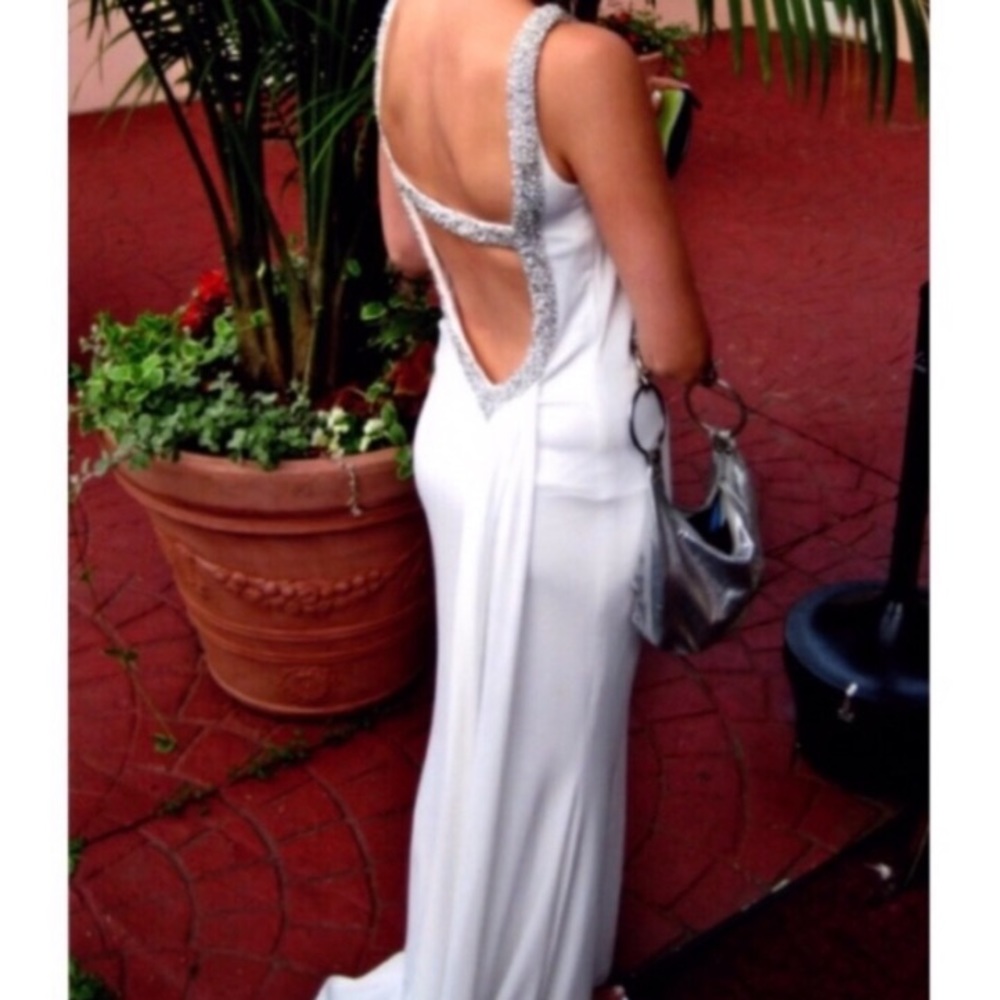Beyond by Jovani White backless gown